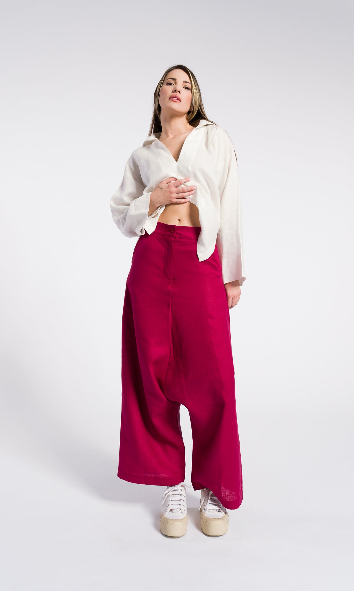 Boho Linen Drop Crotch Pants – OEKO-TEX Certified