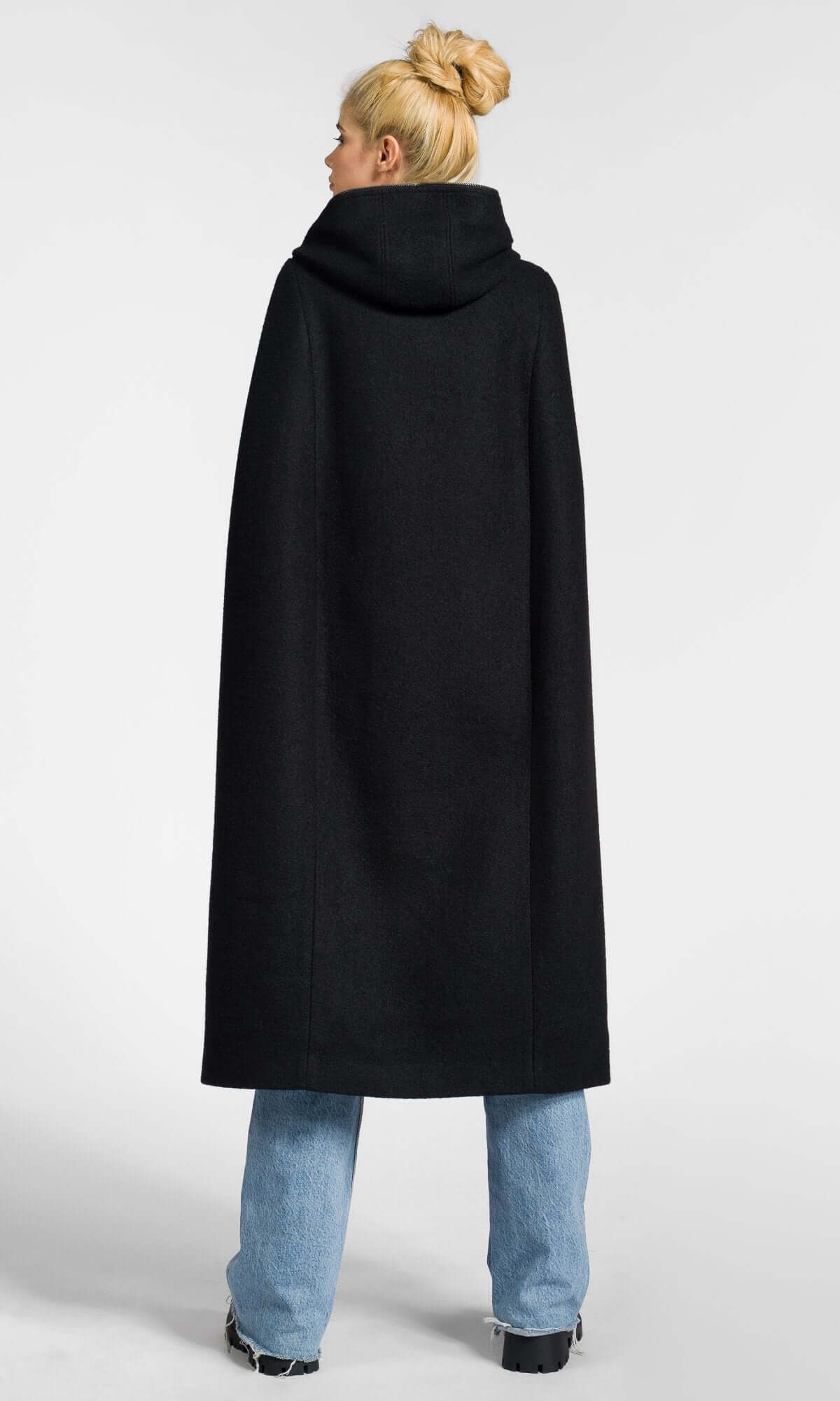 Manteau cape long zippé