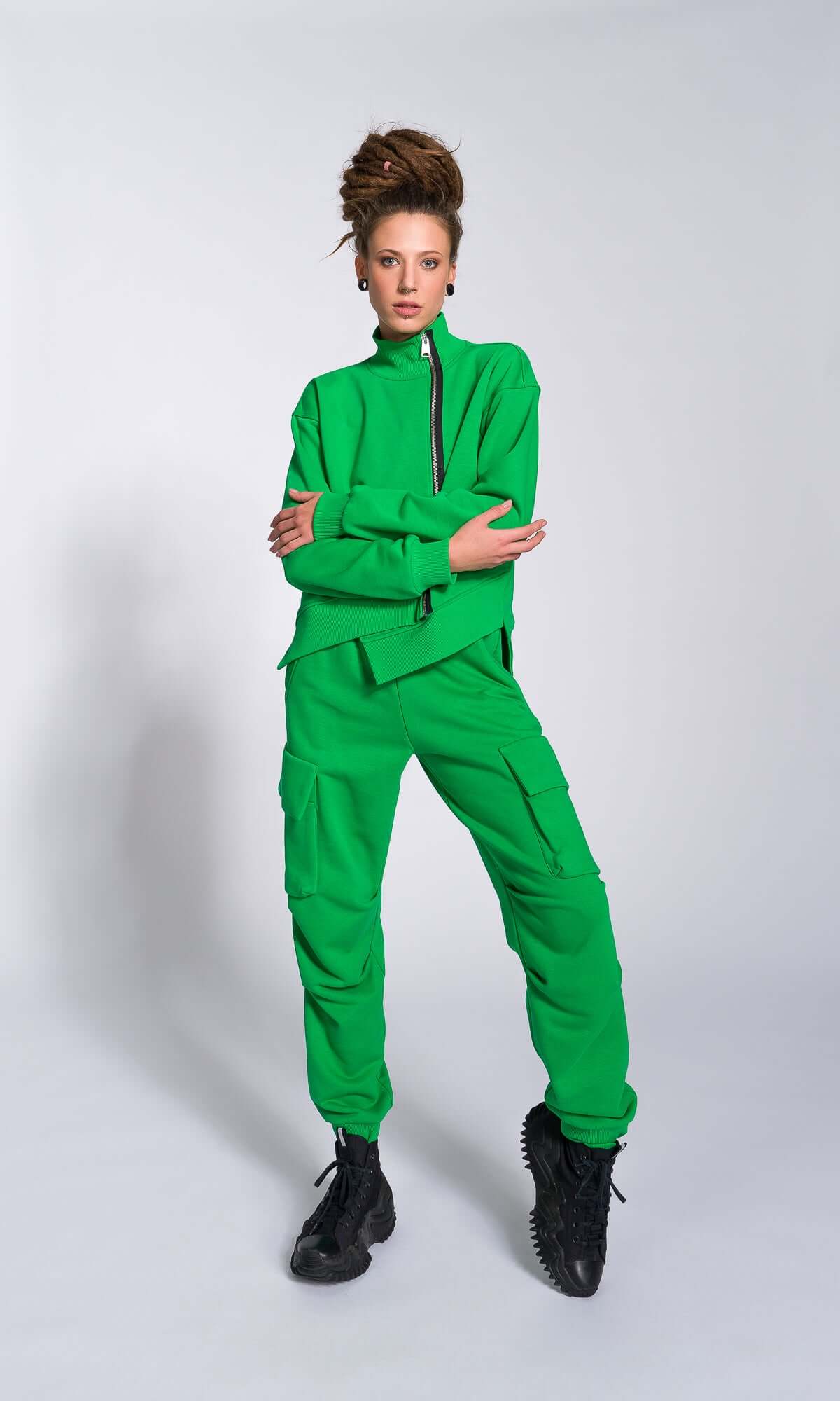 Cuffed Joggers with Gathered Seams - AAKASHA