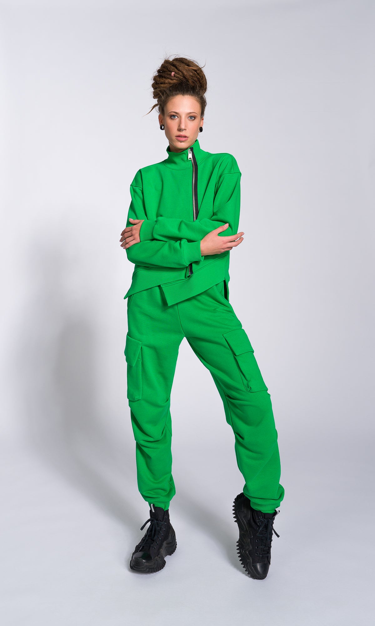 Cuffed Joggers with Gathered Seams - AAKASHA