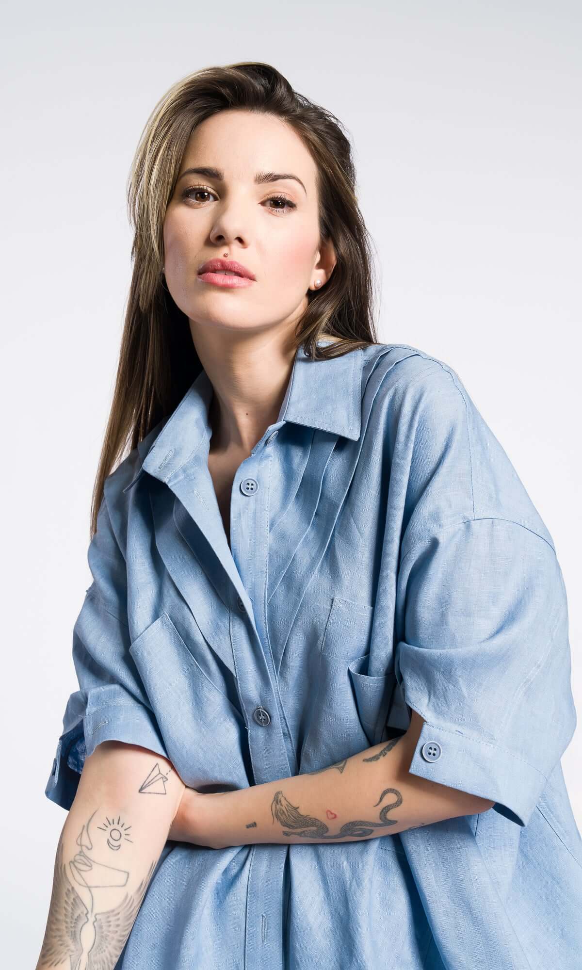 Camicia utility in lino dal fit rilassato