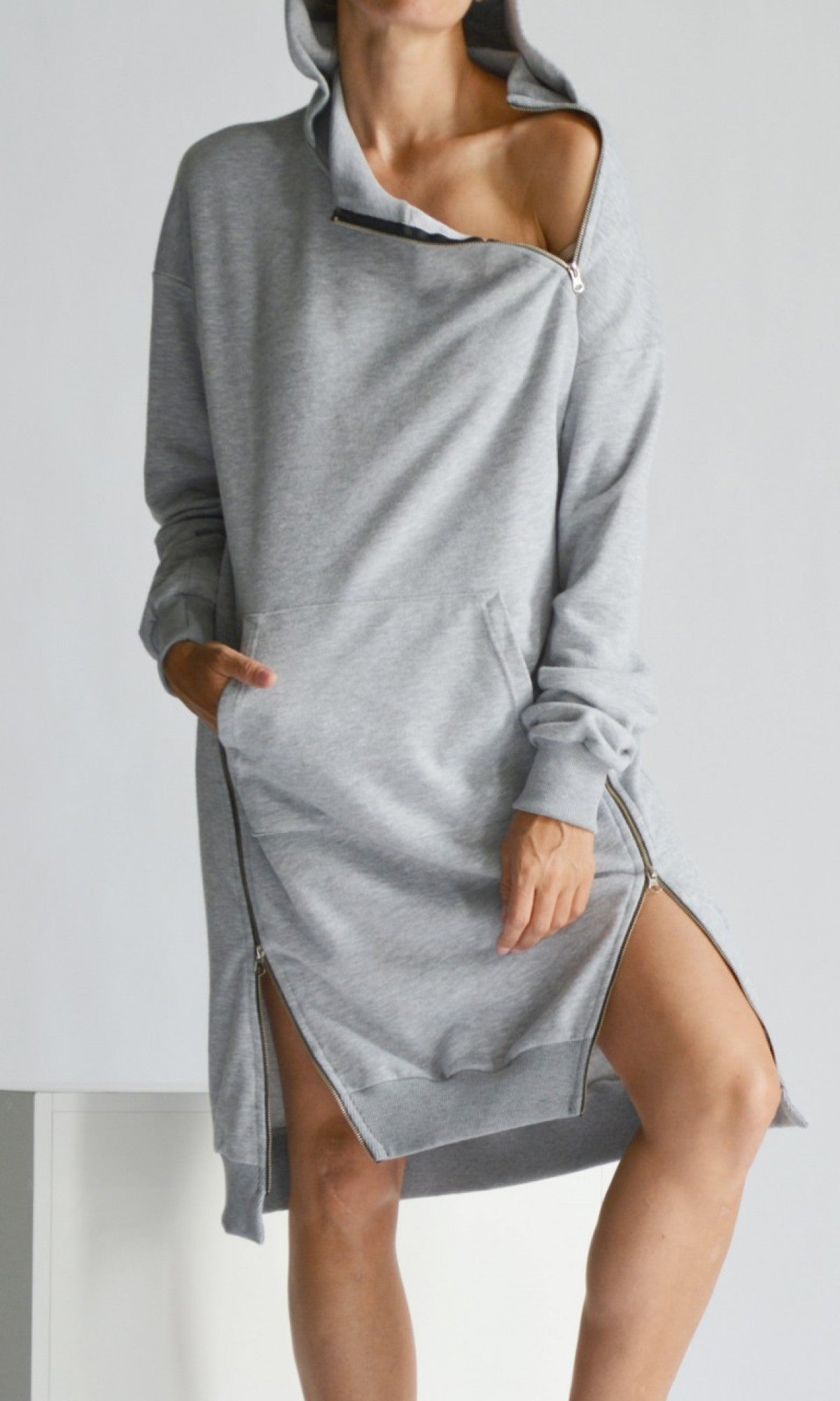 Extra Long Hoodie Dress A08895 - AAKASHA