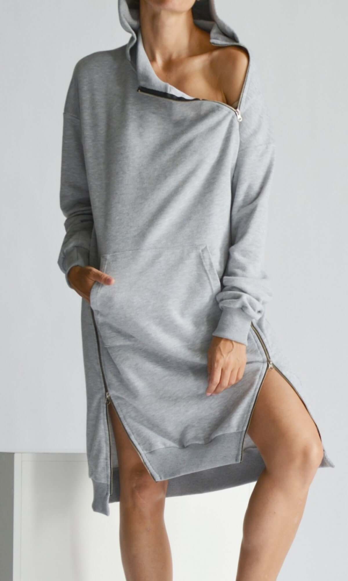 Extra Long Hoodie Dress A08895 - AAKASHA