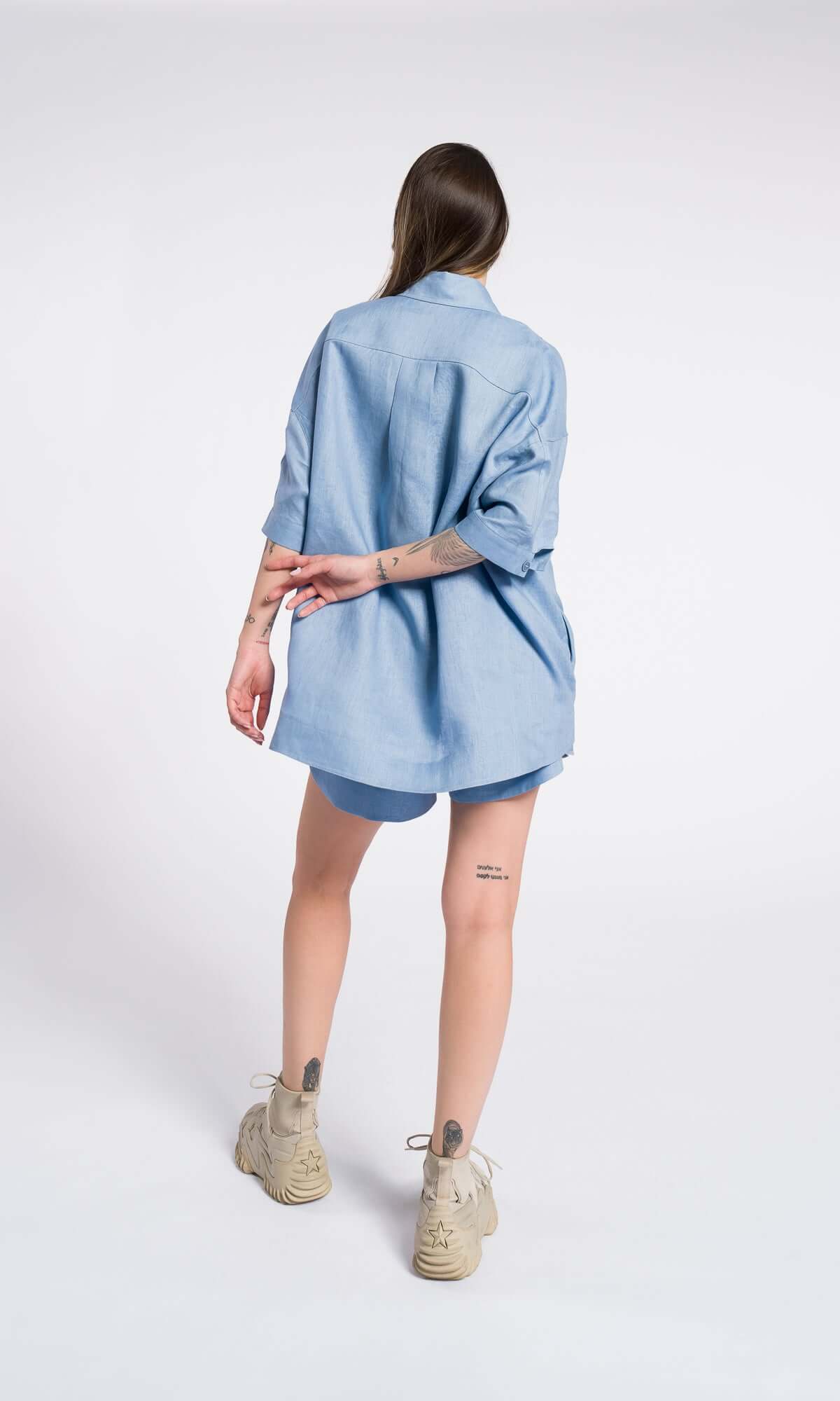 Chemise utilitaire en lin à la coupe décontractée