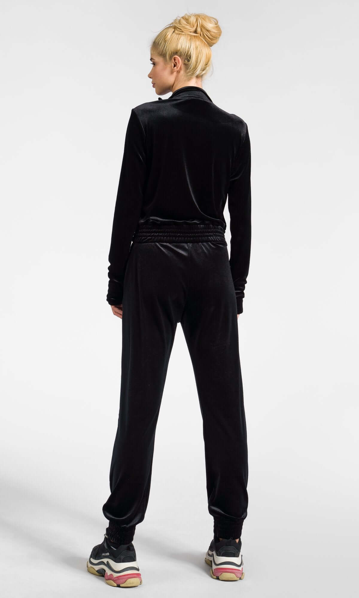 Sweat-shirt court en velours zippé