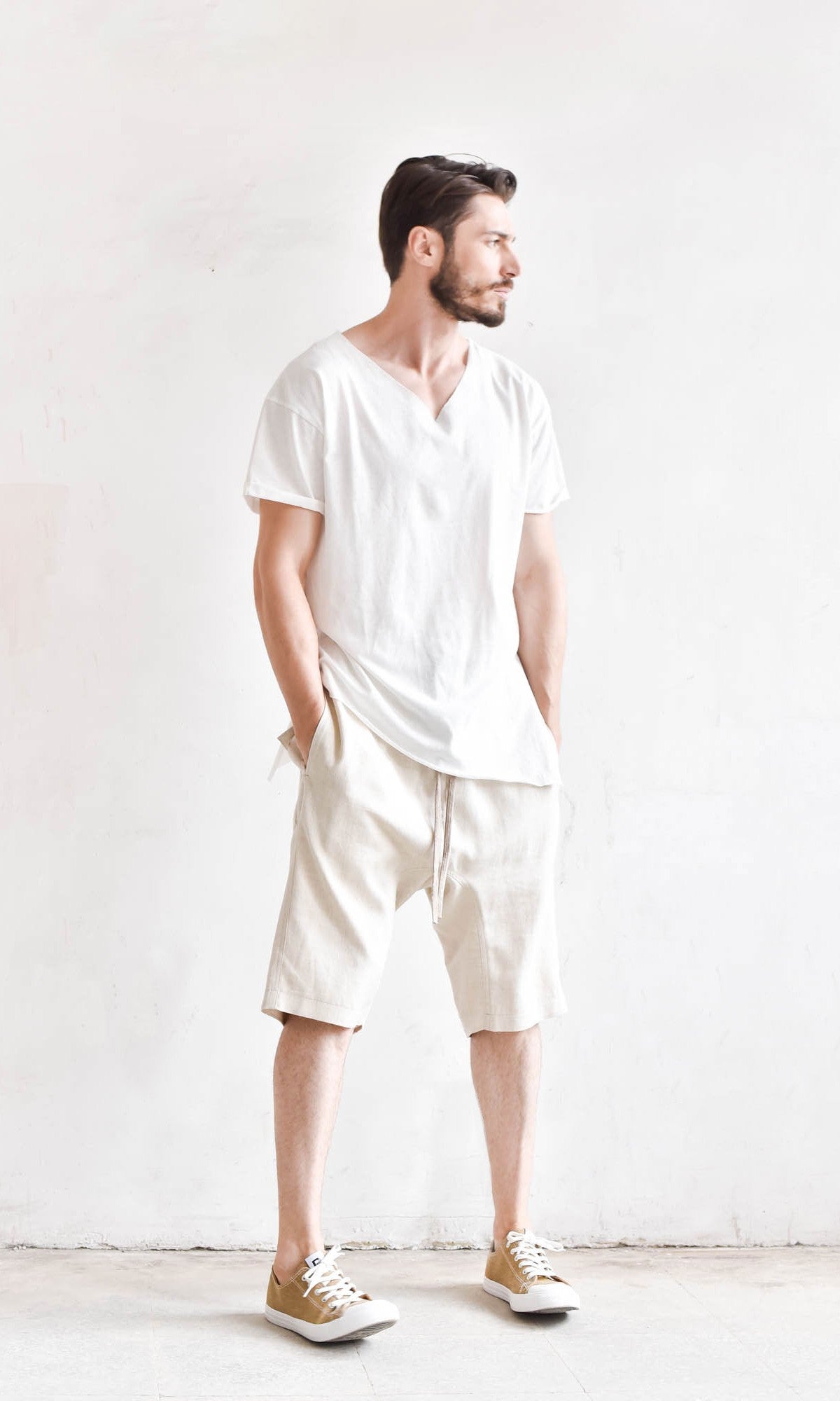 Casual Plain V-neck T-shirt