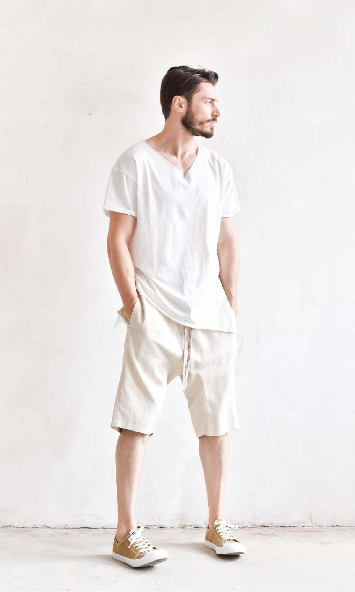 Casual Plain V-neck T-shirt