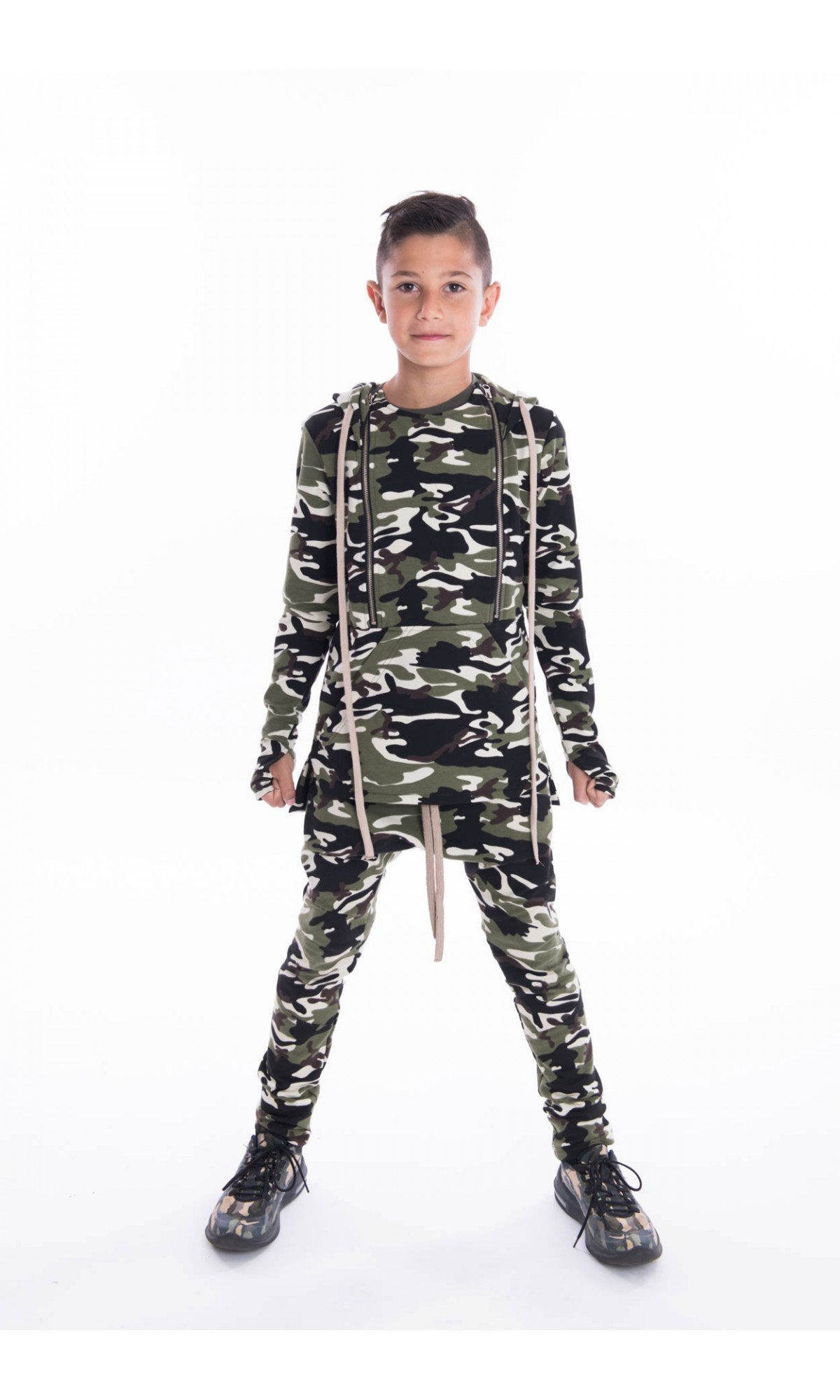 Asymmetric Front Pocket Cotton Hoodie - AAKASHA