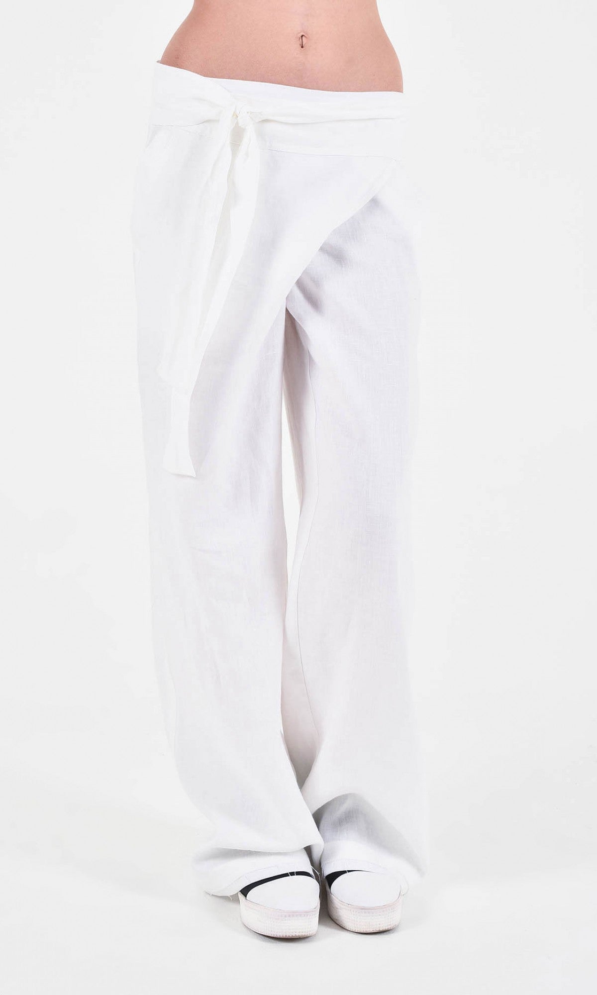 Linen Overlap Front Pants