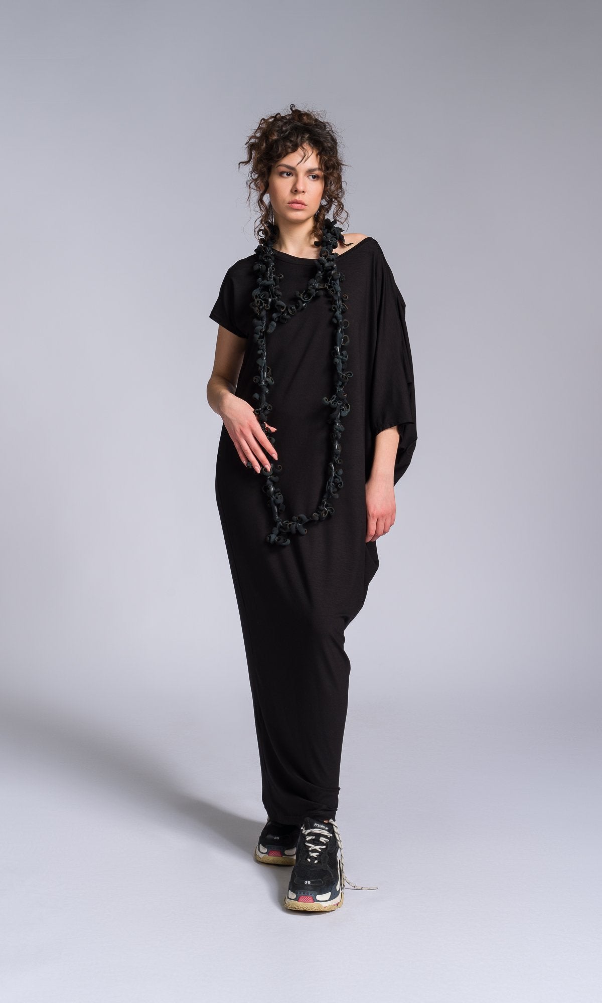 Extra Long Black Genuine Leather Necklace - AAKASHA