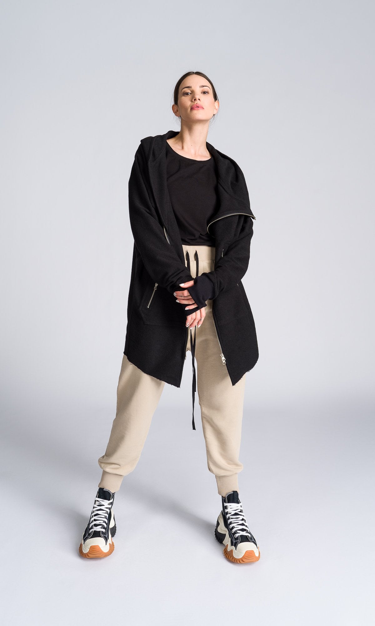 Long Asymmetric Zipper Sweatshirt - AAKASHA