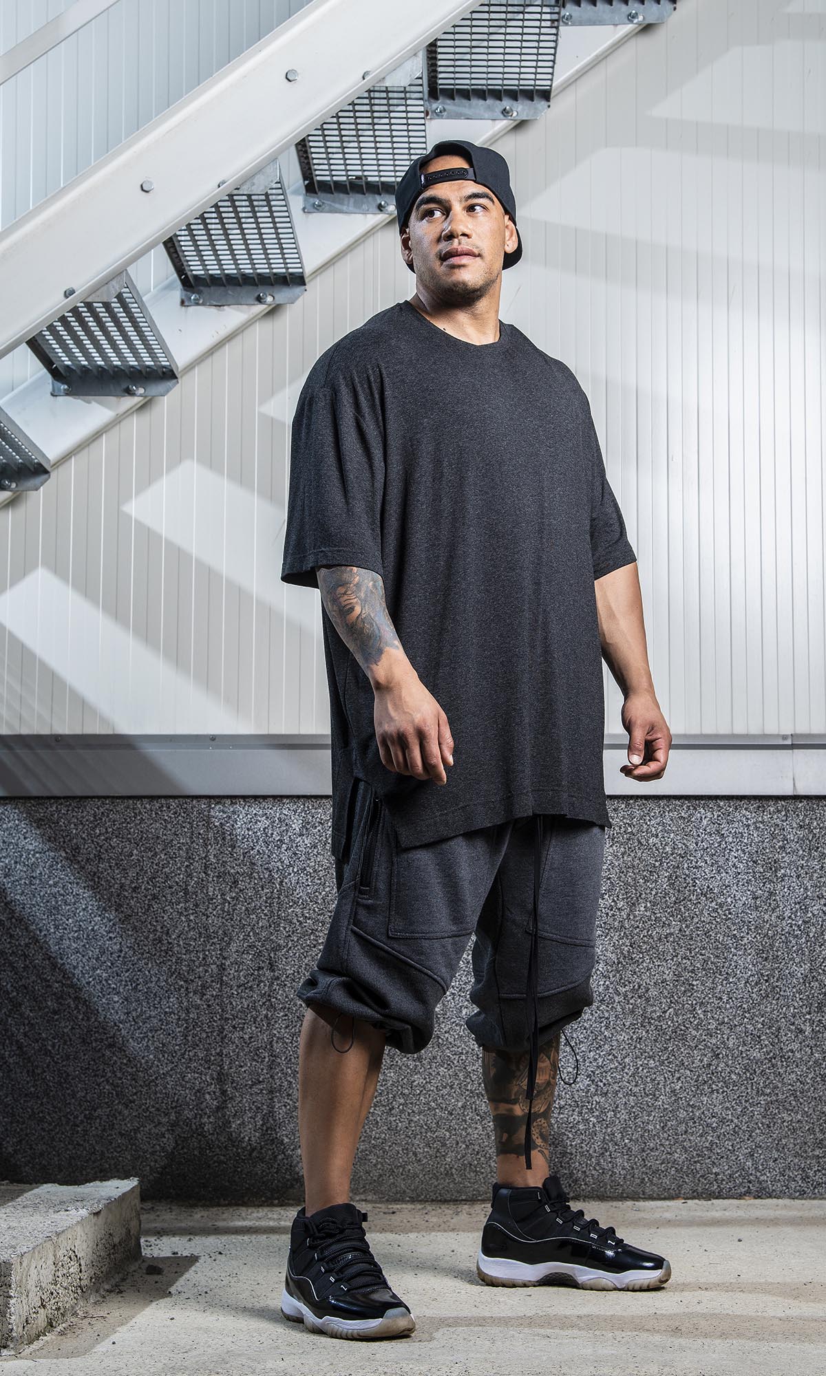 Mid-calf Pants with Rib Knee Pads - AAKASHA