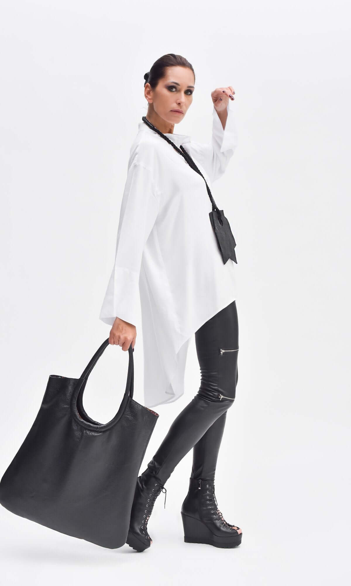 Cabas en cuir avec pochette porte-clés