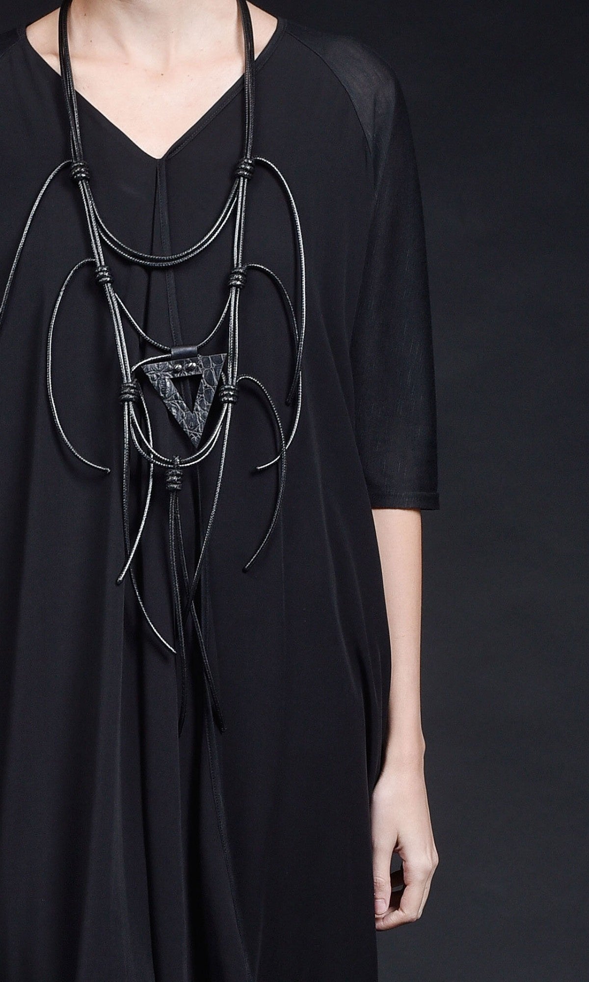 Leather Necklace with Triangle Detail - AAKASHA