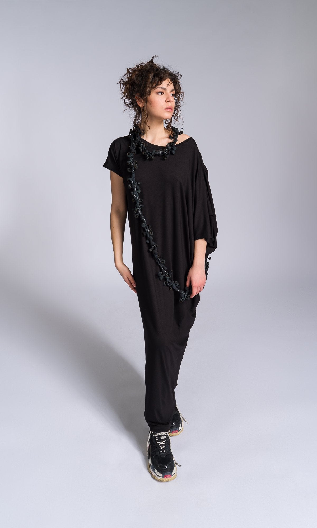 Extra Long Black Genuine Leather Necklace - AAKASHA