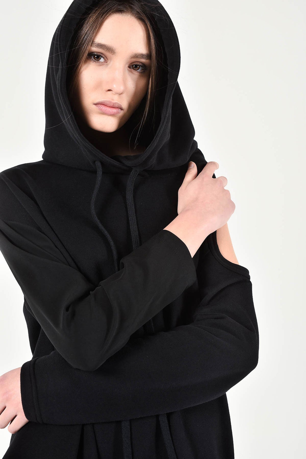 Extravagant Open Shoulder Hooded Sweatshirt