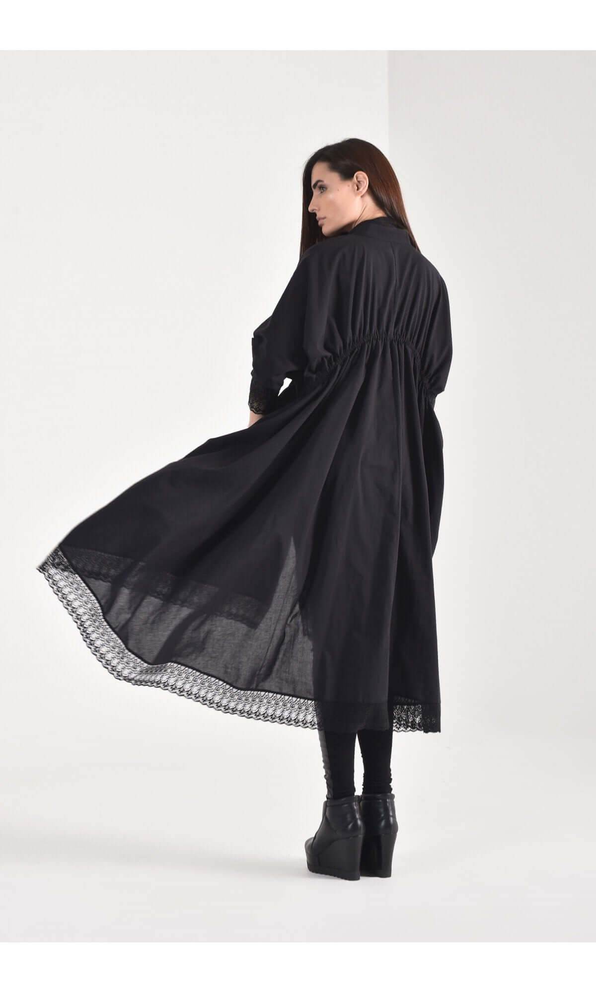 Maxi Shirt Dress with Lace Ends - AAKASHA