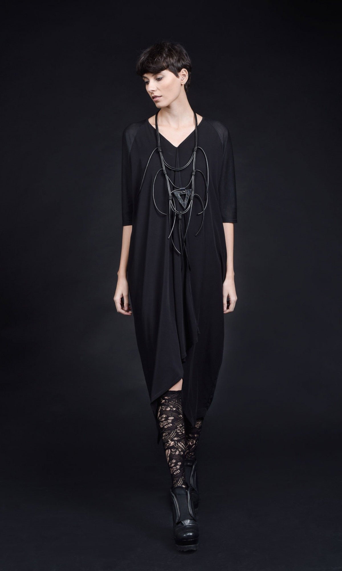 Leather Necklace with Triangle Detail - AAKASHA