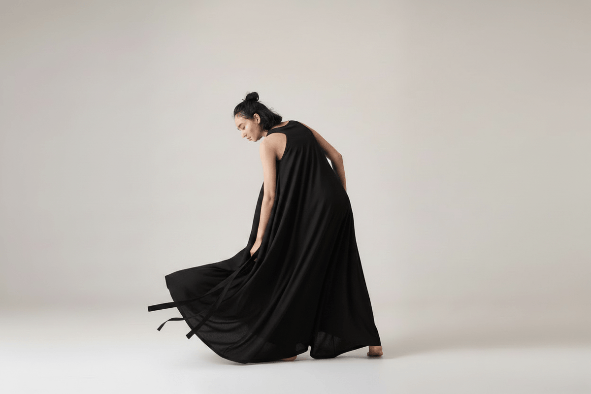 Black draped dress