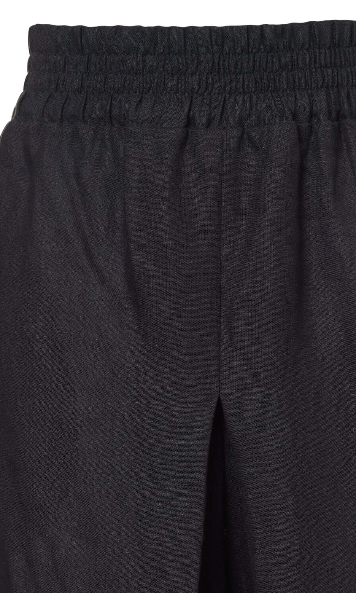 ghost mannequin picture of linen black pants elastic waistband close up