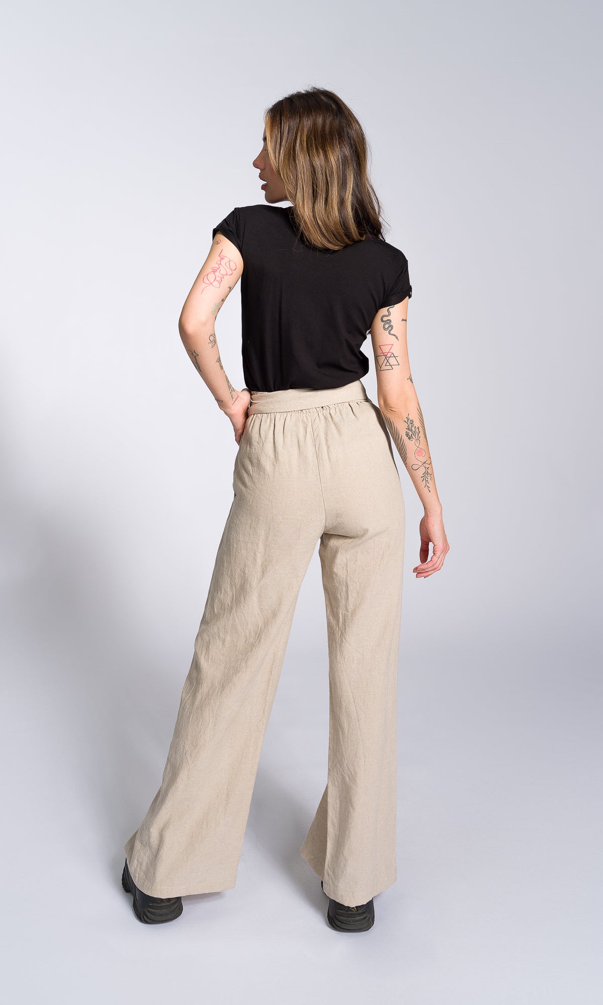 Linen Wide Leg Wrap Pants - AAKASHA