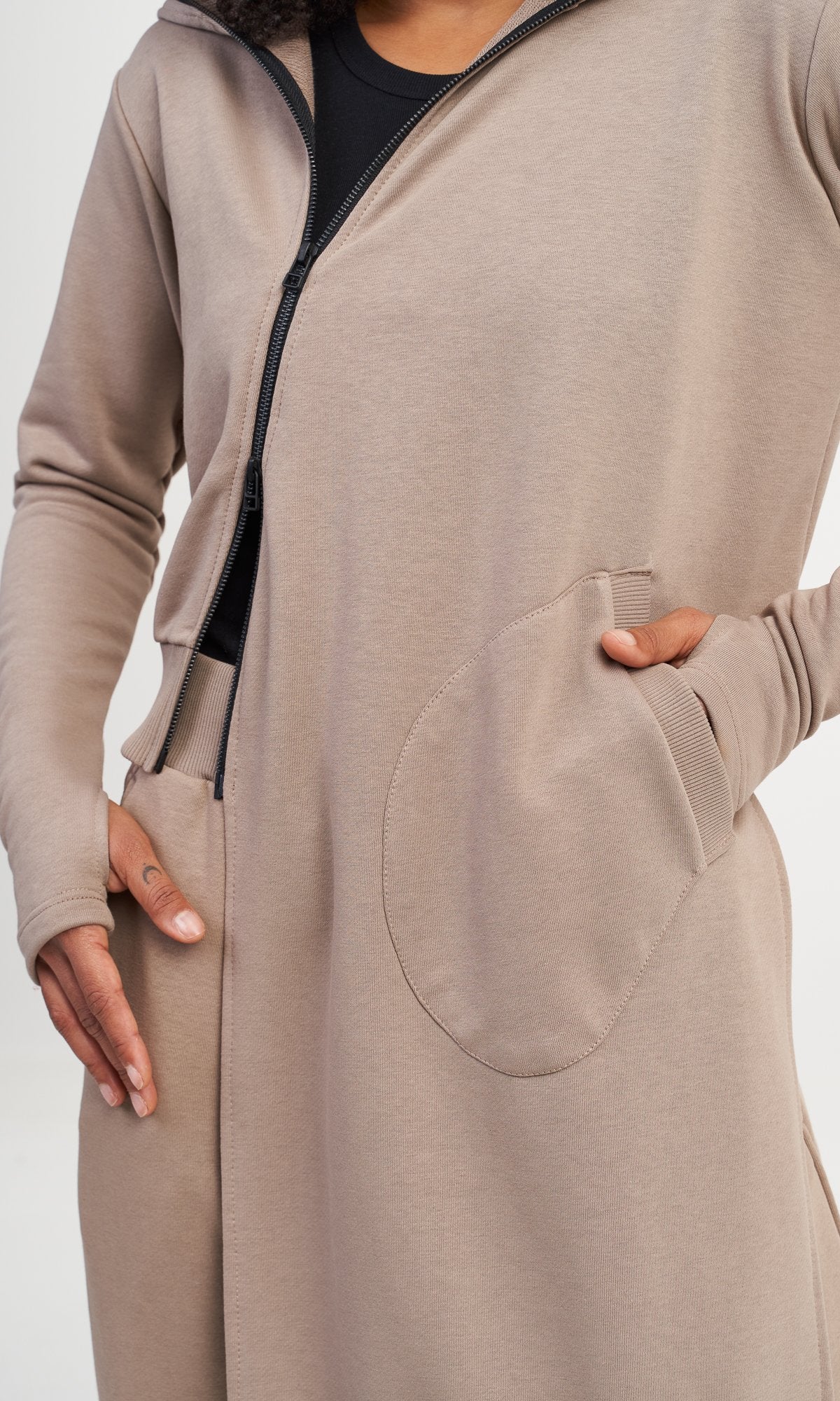 Hooded Sweatshirt with Asymmetric Length