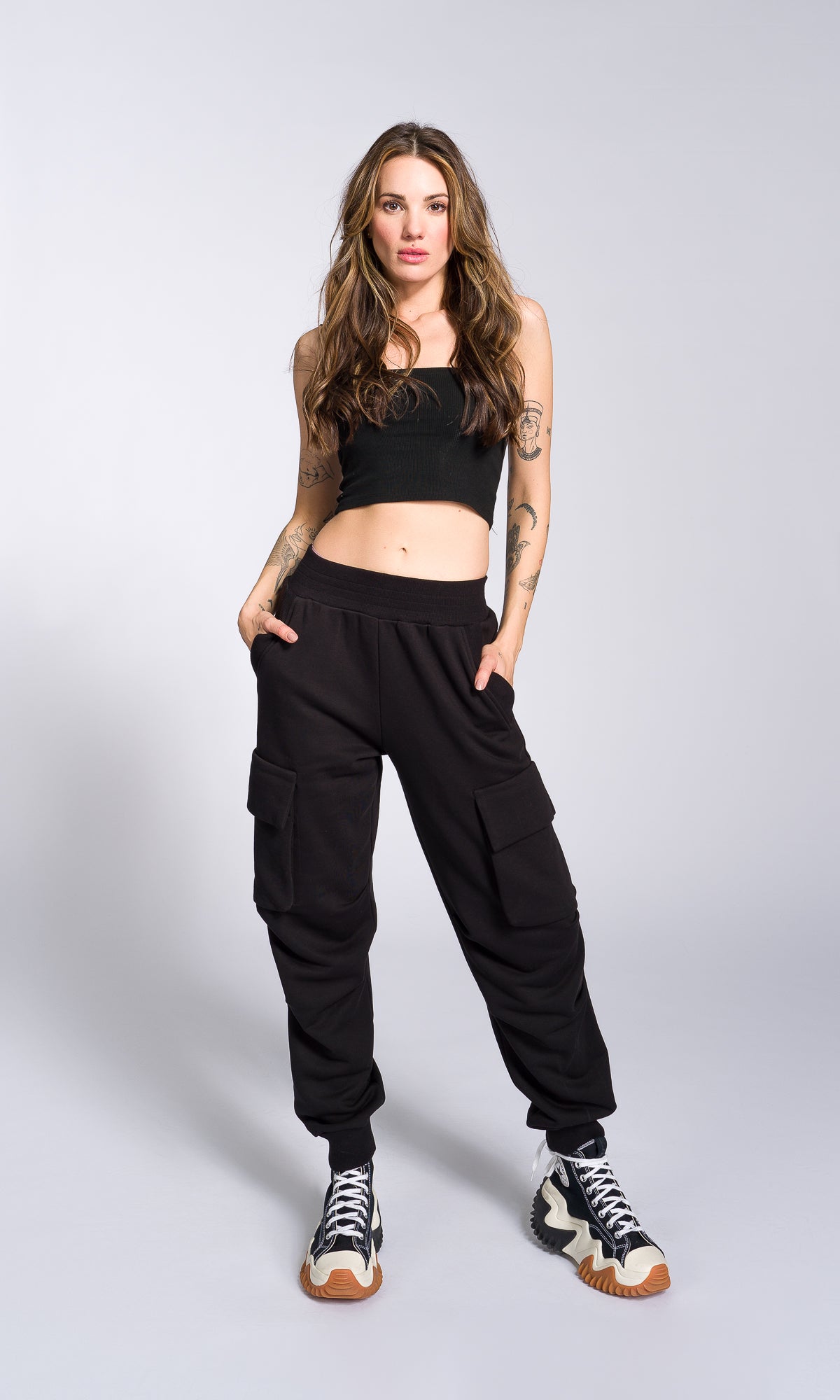 Cuffed Joggers with Gathered Seams - AAKASHA