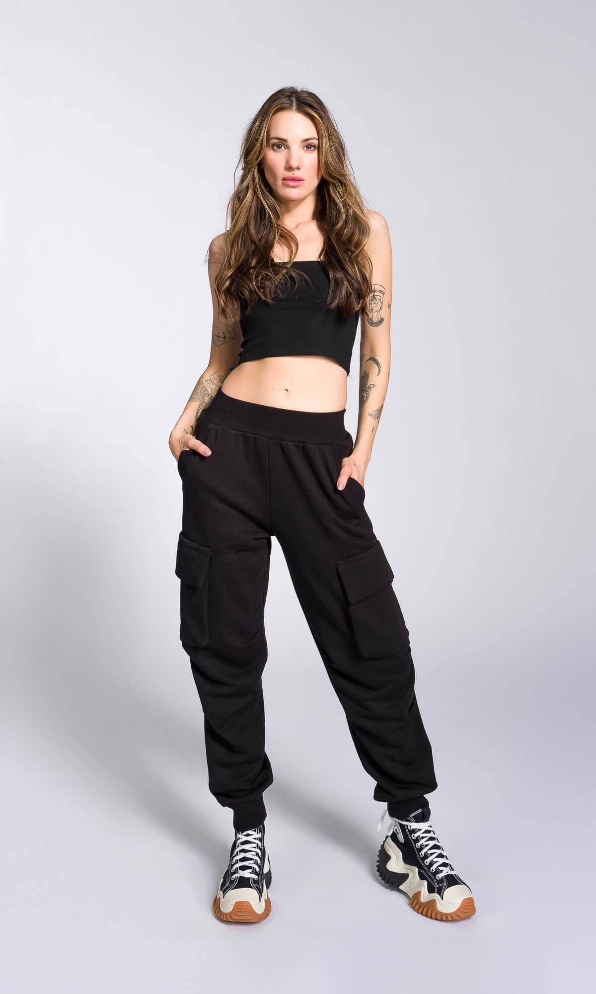 Cuffed Joggers with Gathered Seams - AAKASHA