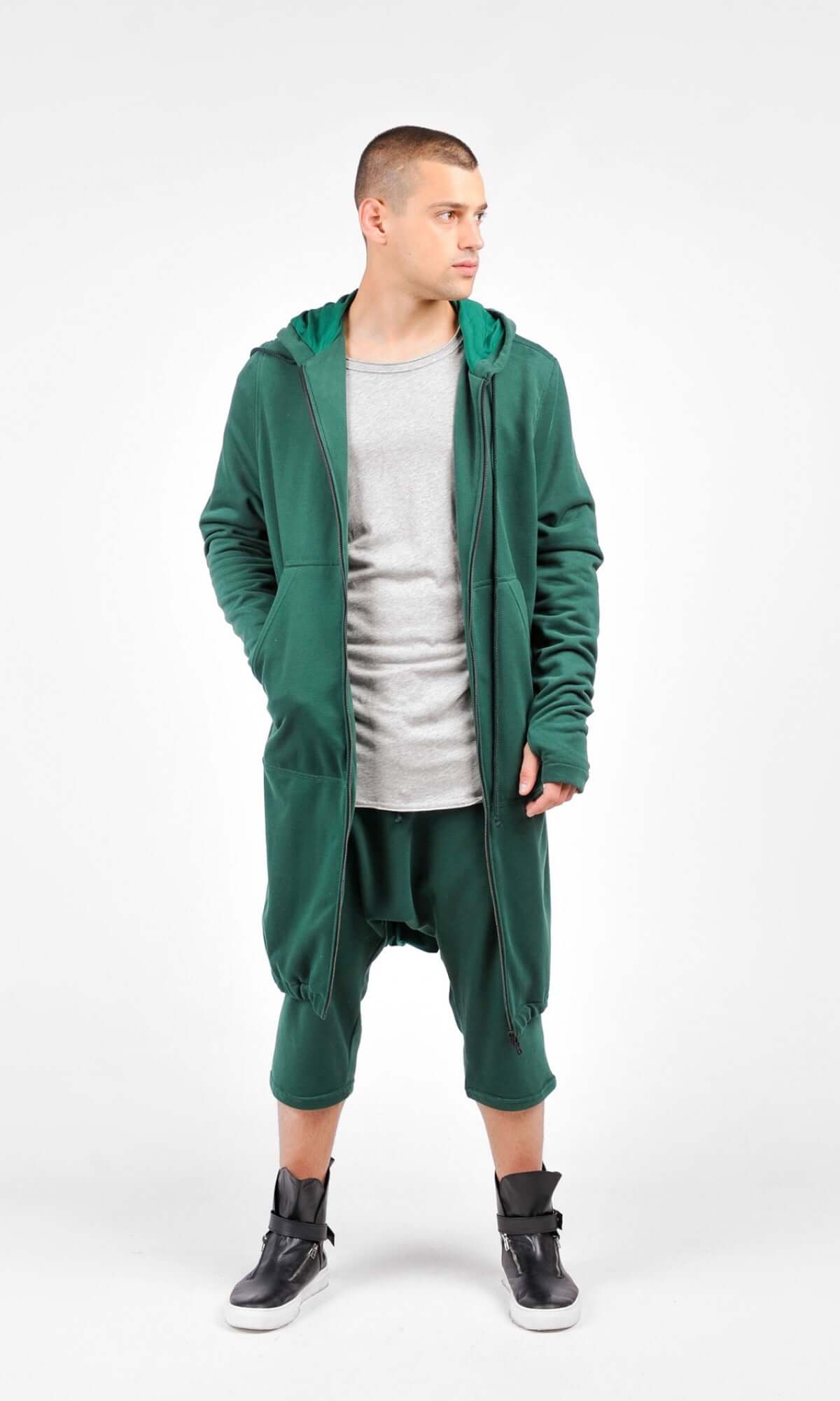 Sweat long zippé à capuche