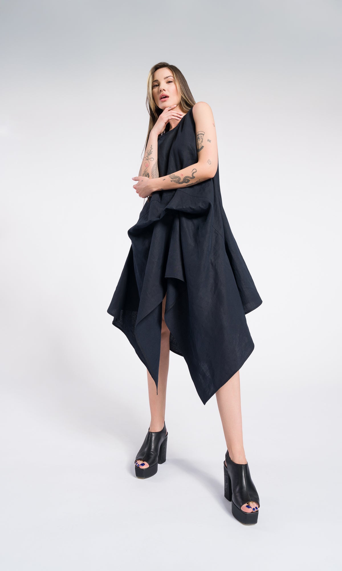 Linen Sleeveless Midi Dress - Boho Summer