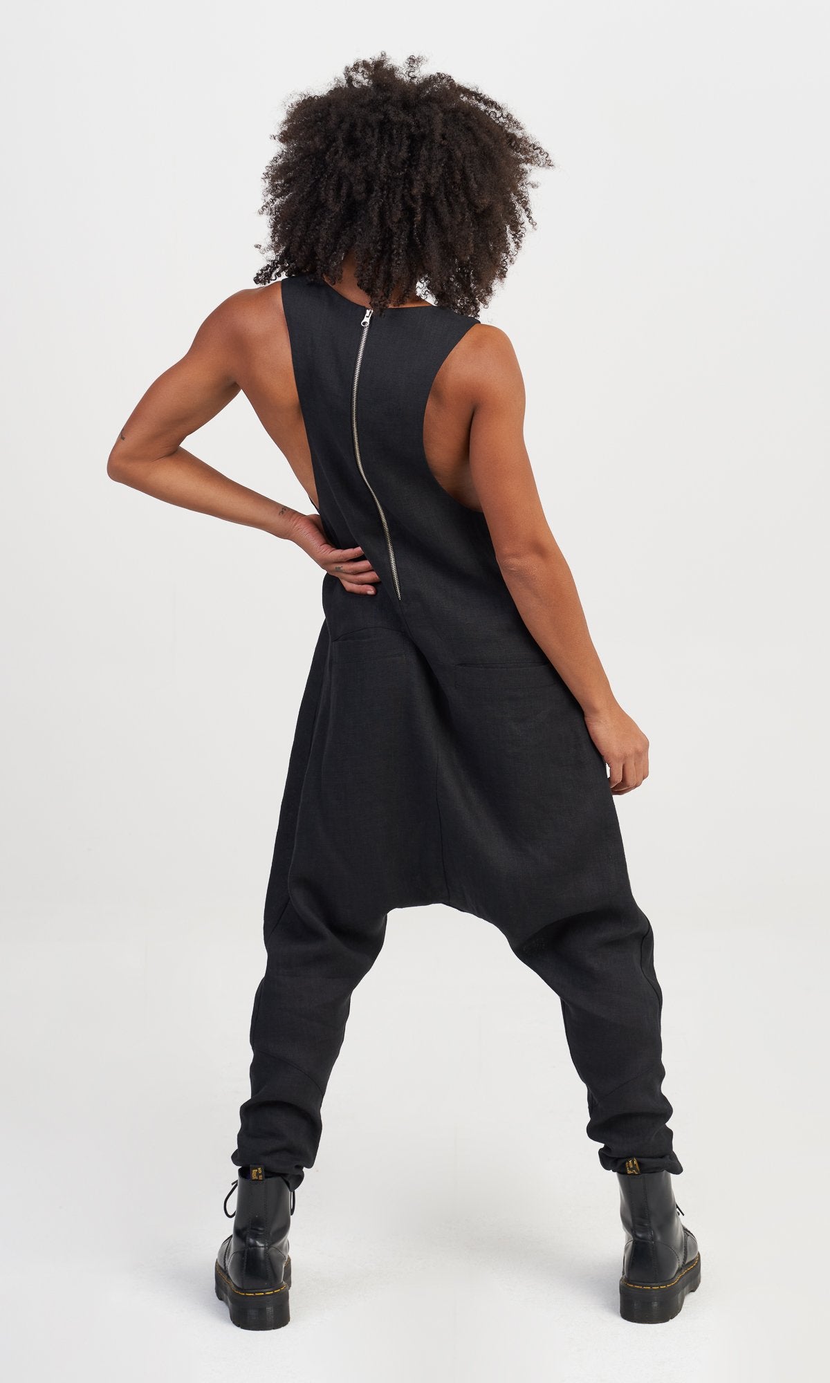 Linen Drop Crotch Jumpsuit - AAKASHA