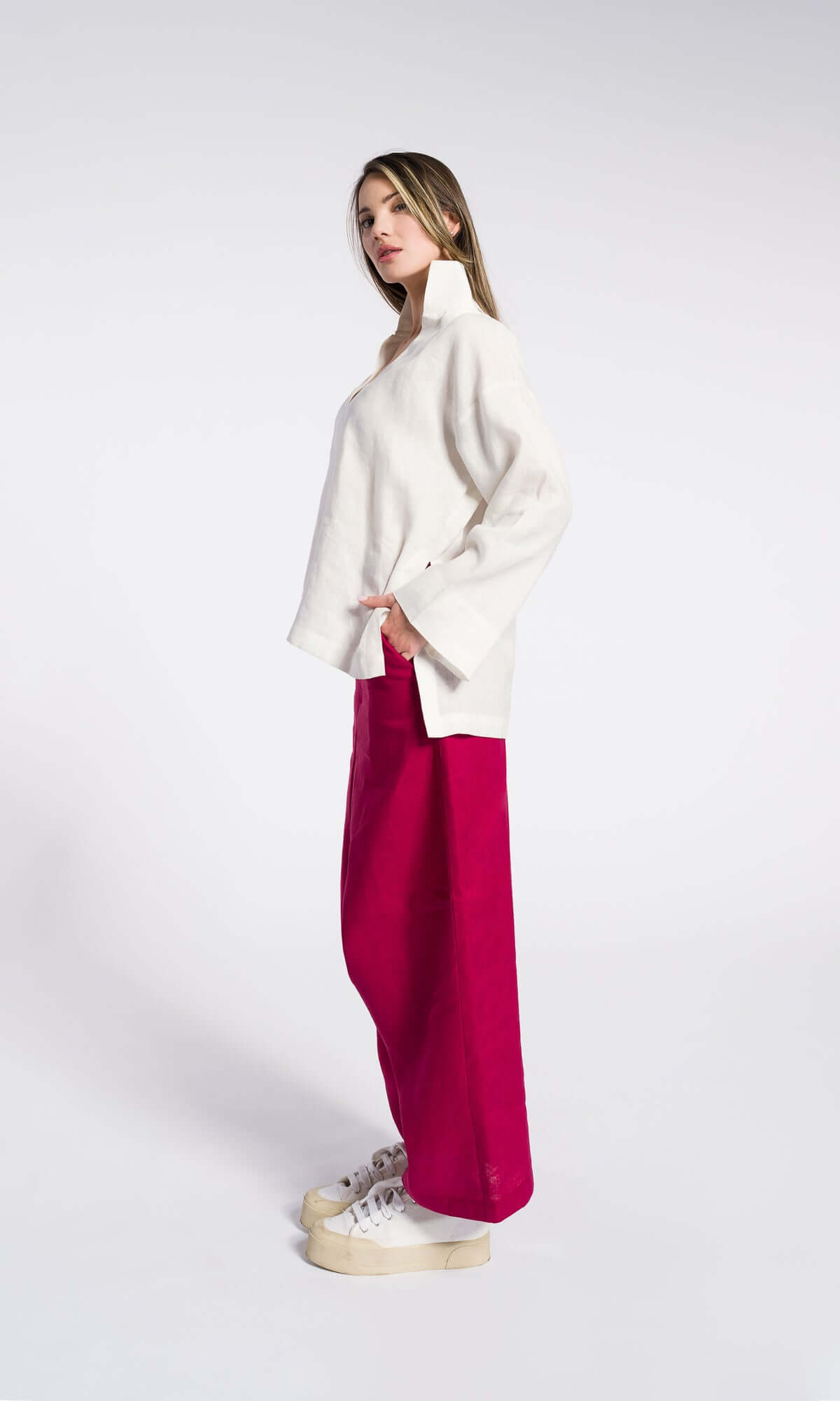 Pantalon bohème en lin à entrejambe bas – Certifié OEKO-TEX