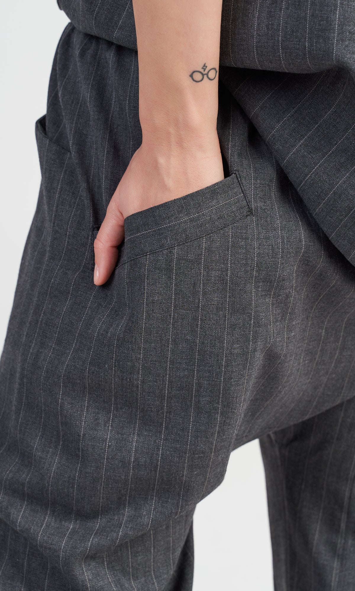 Grey Chalk Stripe Pants