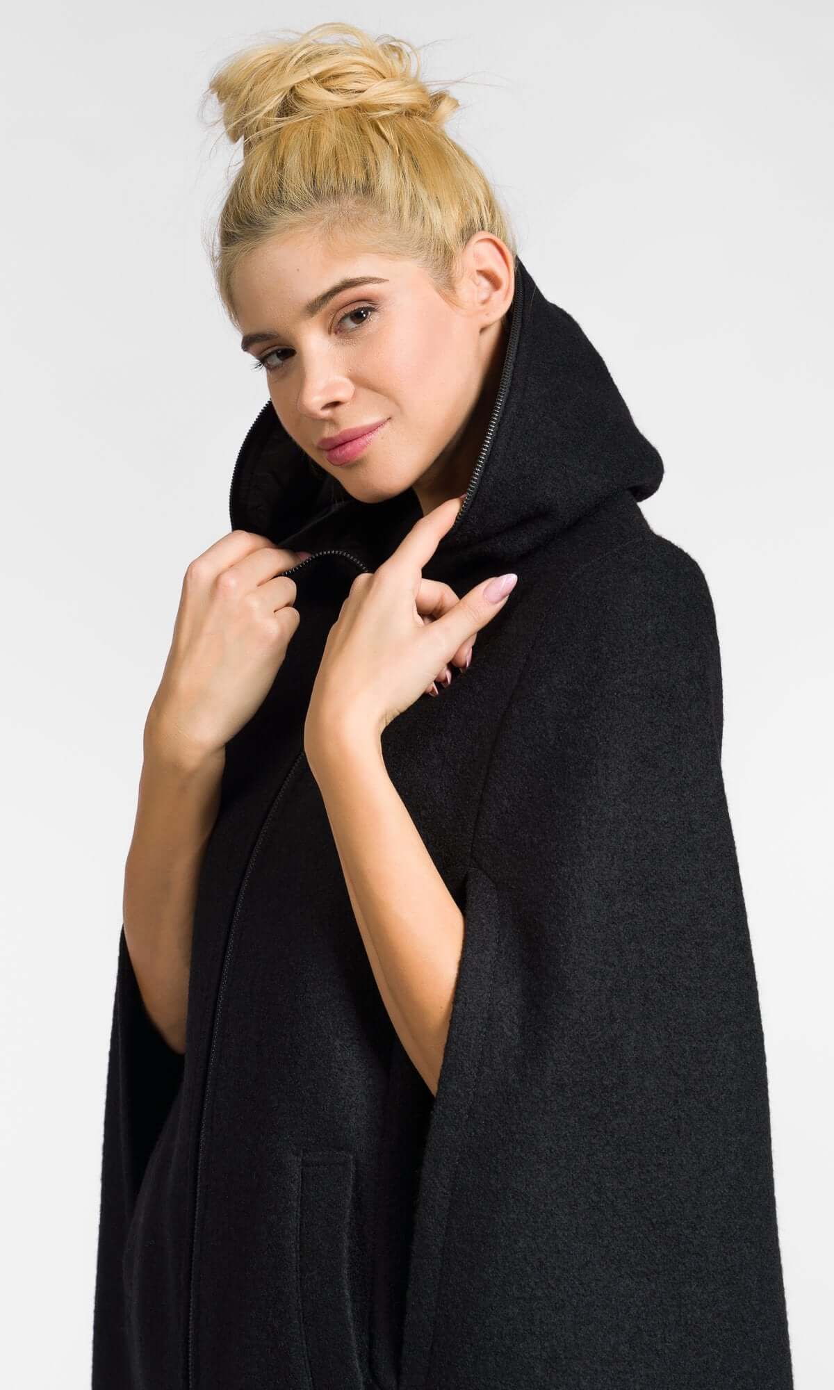 Manteau cape long zippé
