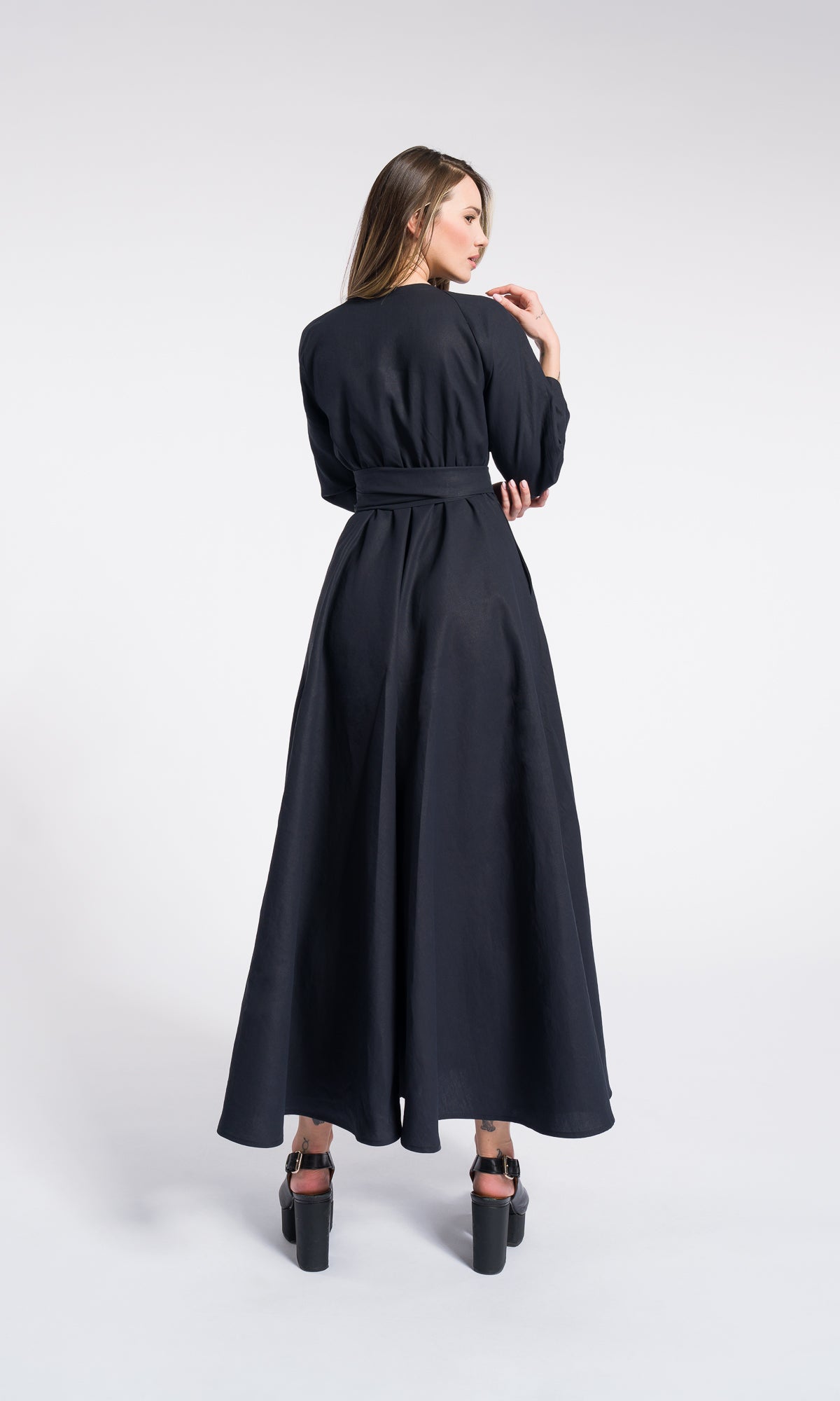 Maxi linen wrapped dress with belt and pockets , Summer Dress, Party dress , Bohemian Flowing Dress