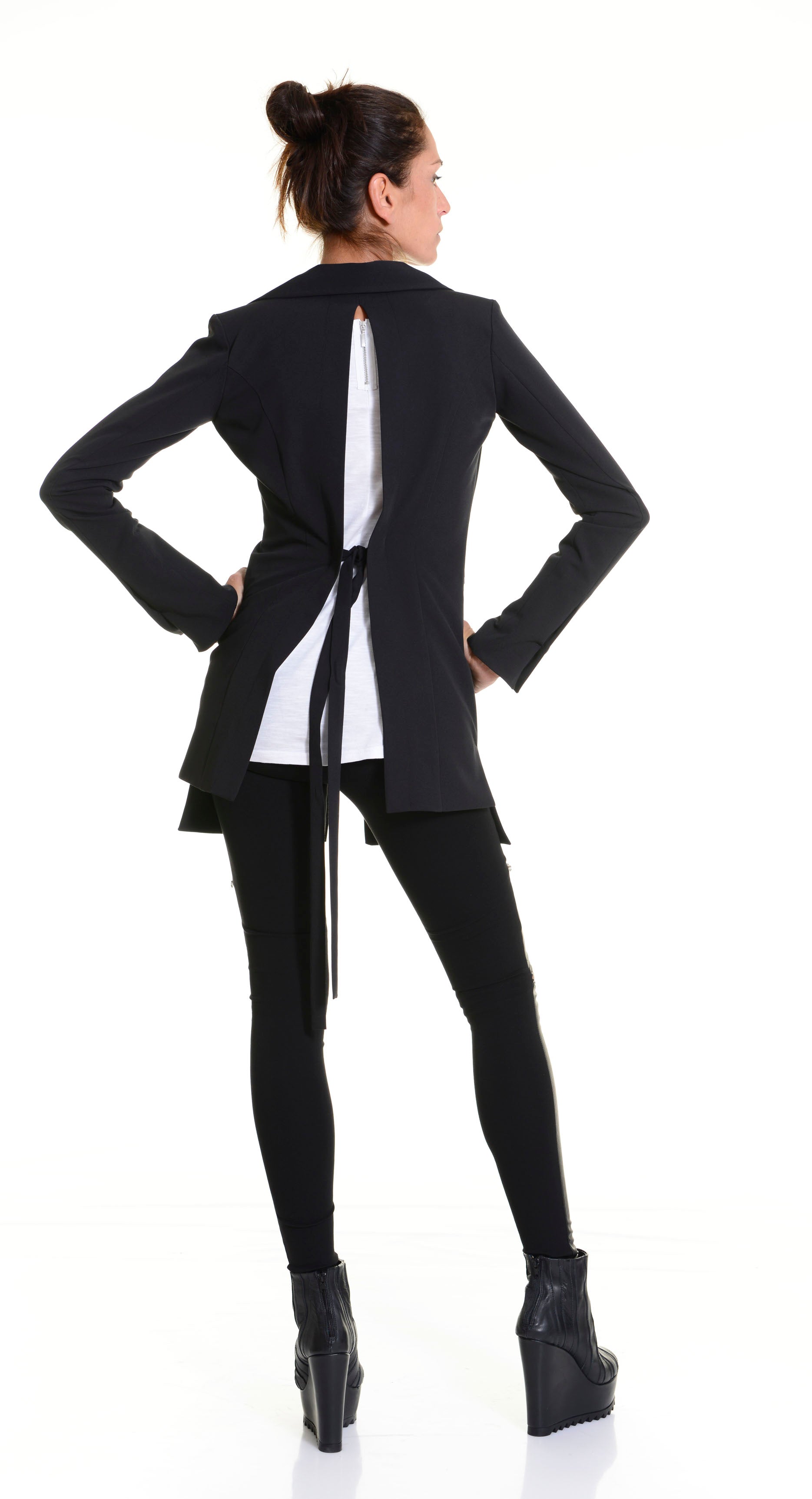 Extravagant Open Back Buttoned Blazer