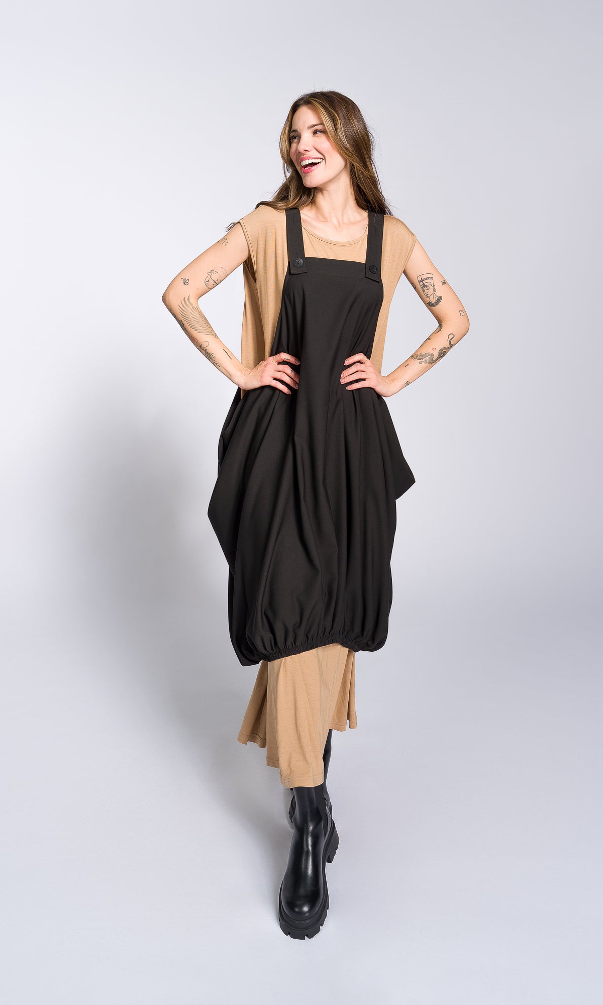 Balloon Apron Tunic Dress - AAKASHA