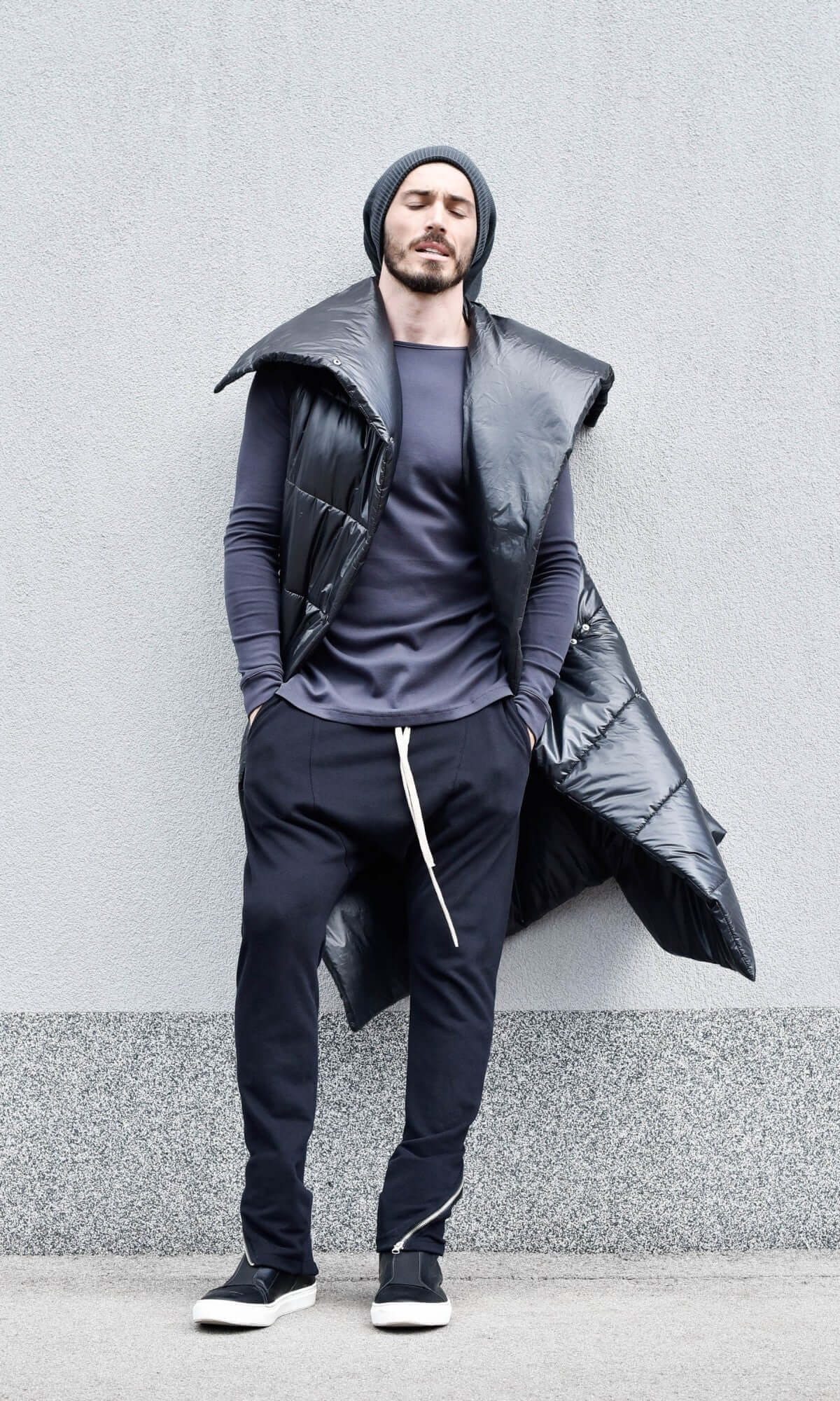 Long gilet matelassé boutonné