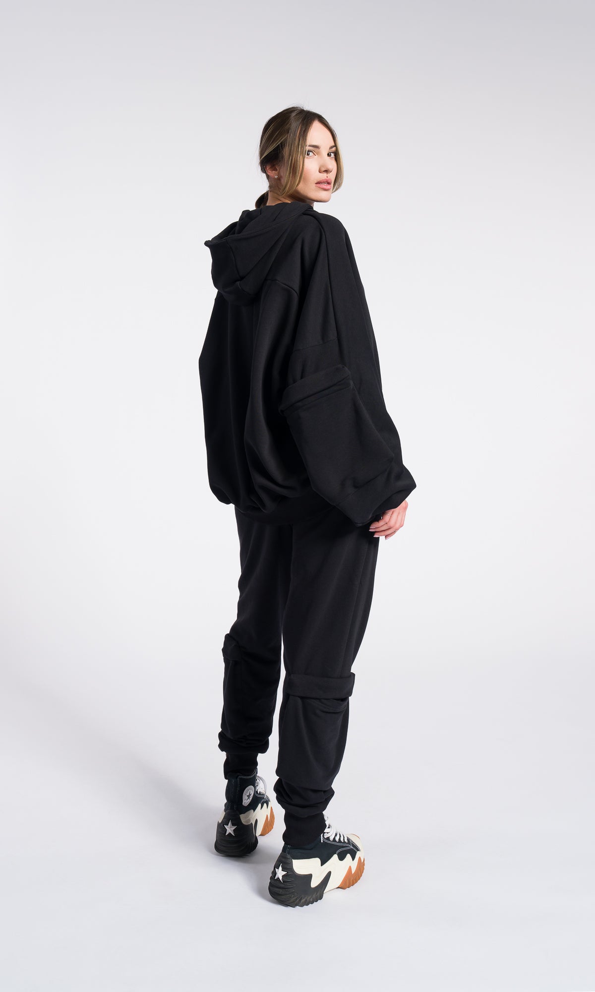 Long Zipper Fleece Hooded Sweatshirt / Maxi Hoodie with Thumb holes / Lined Extra Long Alternative Hoodie