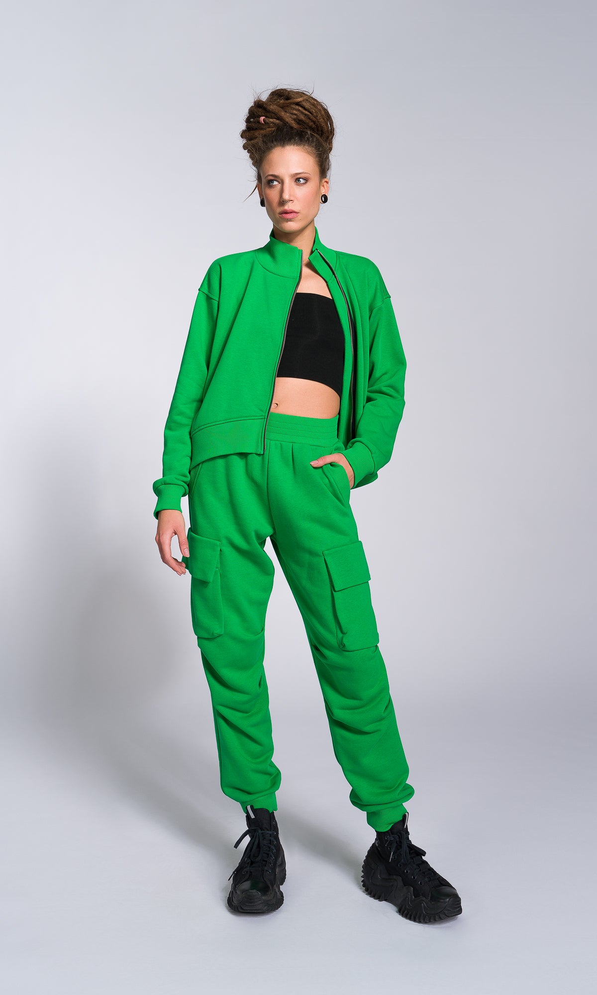 Cuffed Joggers with Gathered Seams - AAKASHA