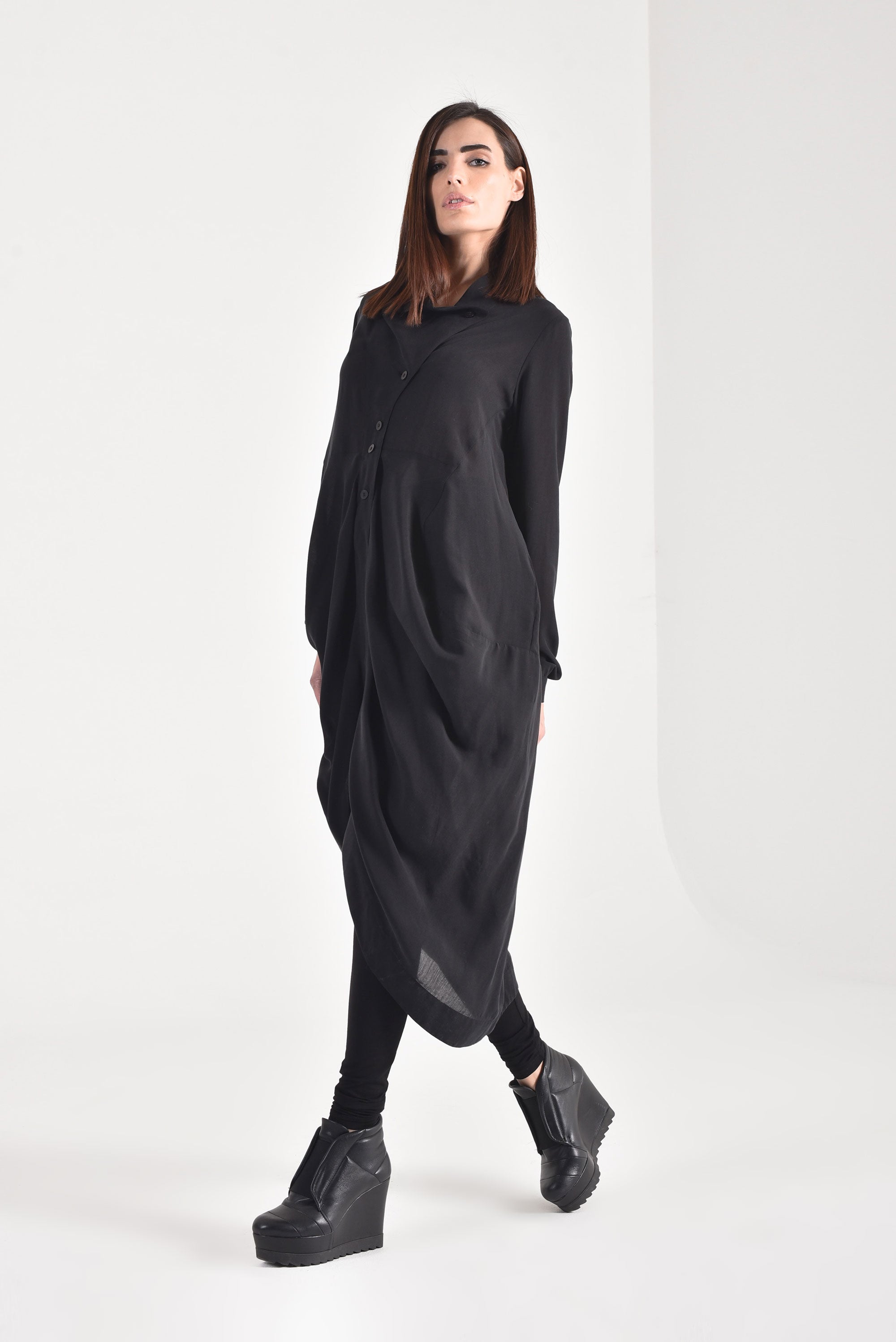 Draped Front Long Shirt - AAKASHA