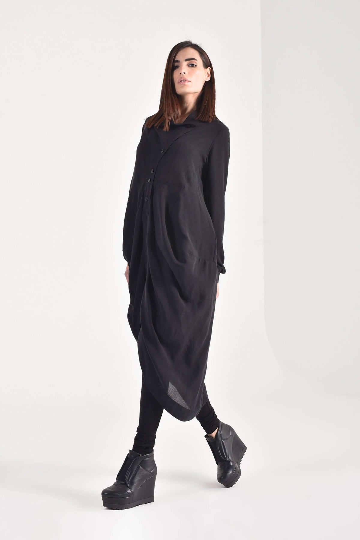 Draped Front Long Shirt - AAKASHA