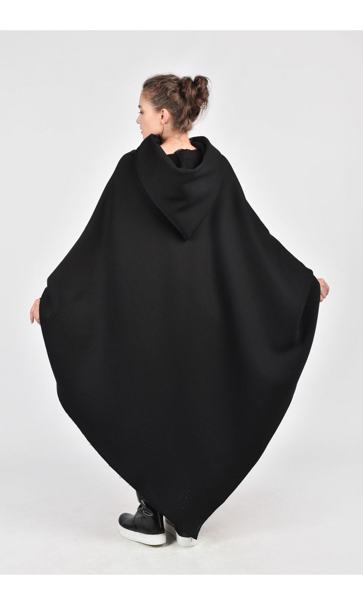 Long Asymmetric Hooded Poncho - AAKASHA
