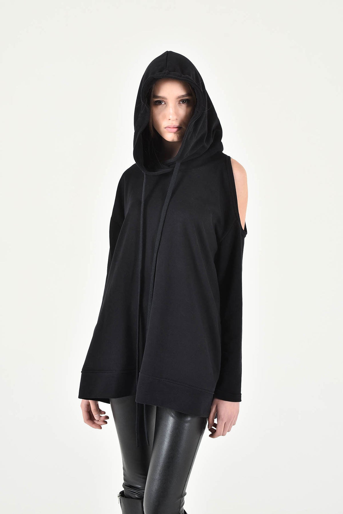 Extravagant Open Shoulder Hooded Sweatshirt