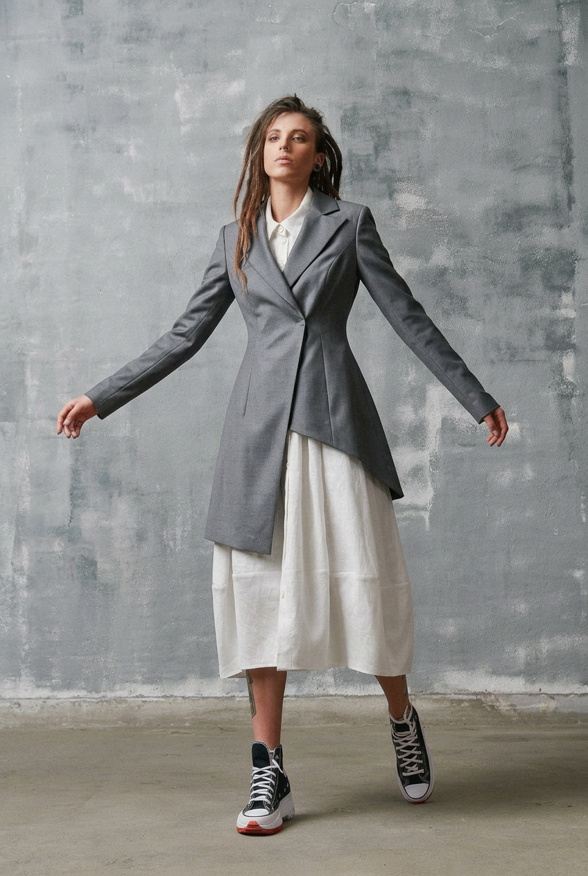 Asymmetrischer Blazer mit Knöpfen