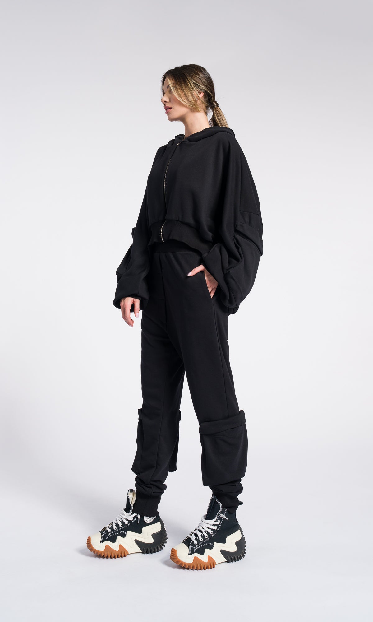 Long Zipper Fleece Hooded Sweatshirt / Maxi Hoodie with Thumb holes / Lined Extra Long Alternative Hoodie