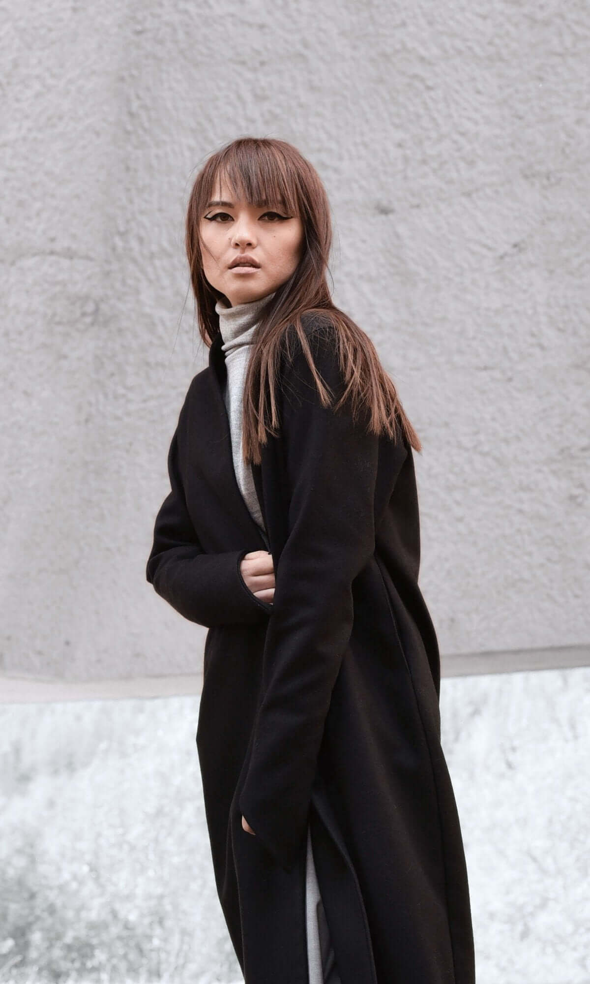 Manteau long asymétrique