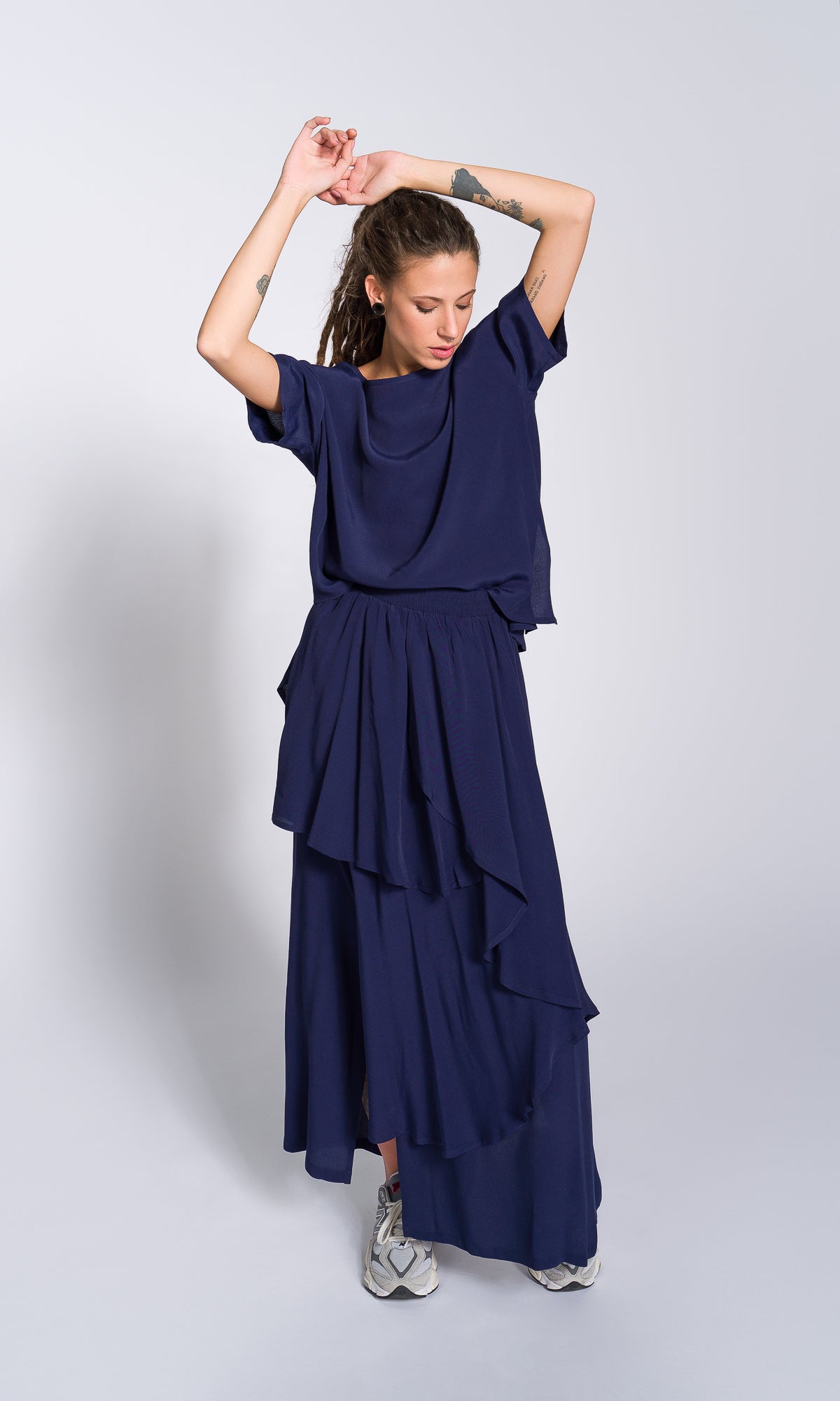 Loose T-Shirt with Asymmetric Hem - AAKASHA