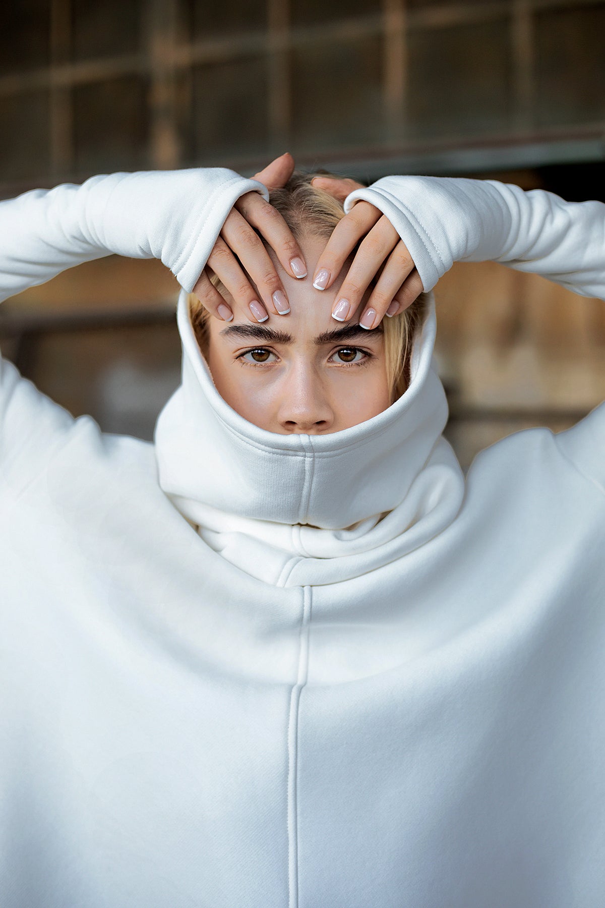 High Collar Poncho Hoodie