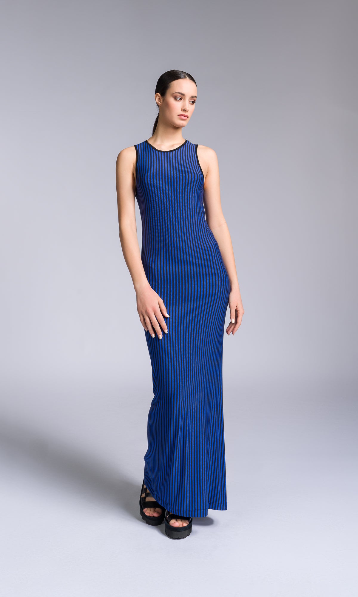Long Striped Bodycon Dress - AAKASHA